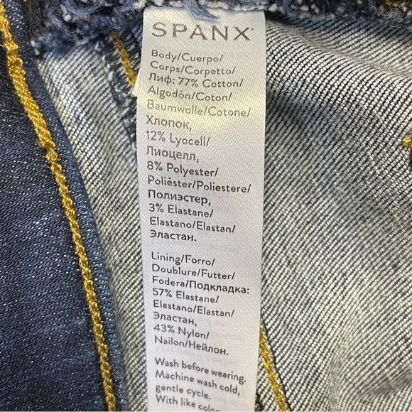 Spanx Distressed Denim Jeans Womens Small Blue Mid Rise Skinny Stretch Tummy - Picture 10 of 11
